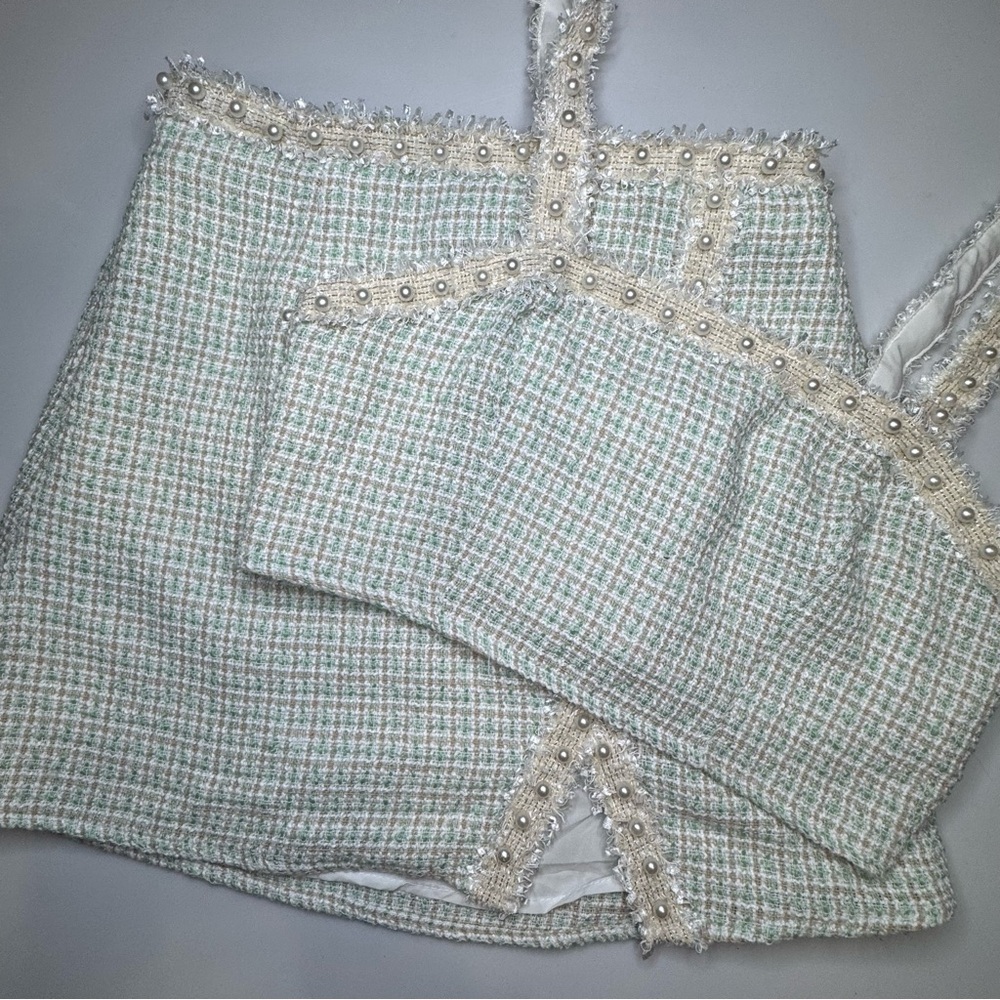 Shein Tweed Two-Piece Set with Pearl Details